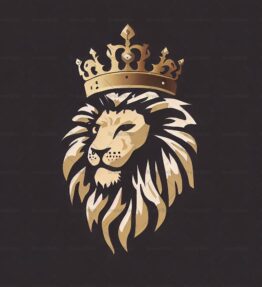 Majestätischer Löwe und Krone